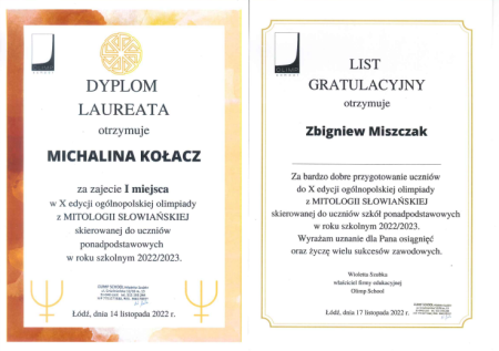 Dyplom Michalina Kołacz [Kliknij aby powiększyć]